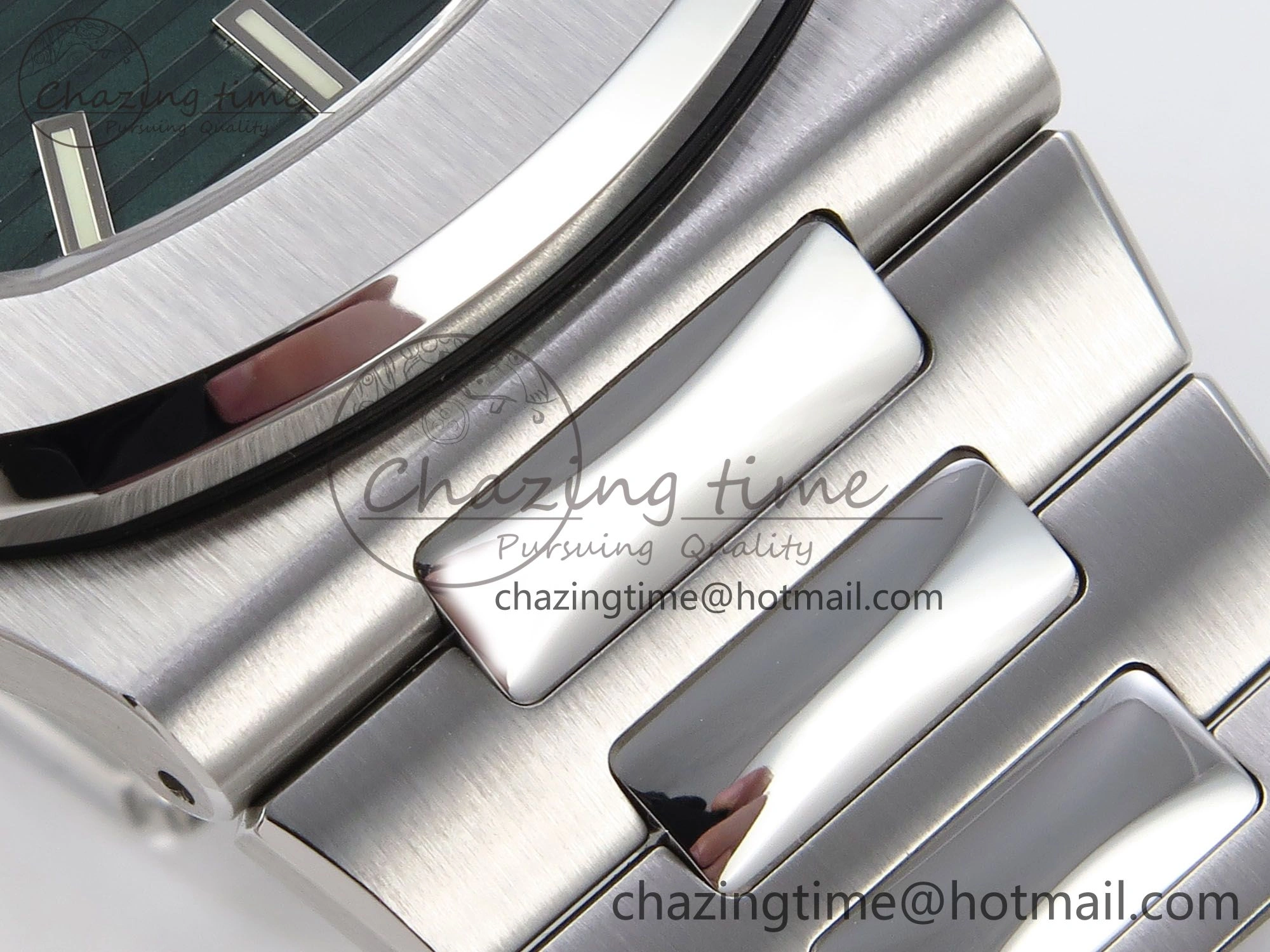 Nautilus 5711 1A-014 PPF 1:1 Best Edition Green Textured Dial on SS Bracelet Super Clone 26-330 V RelaxedFit 8727