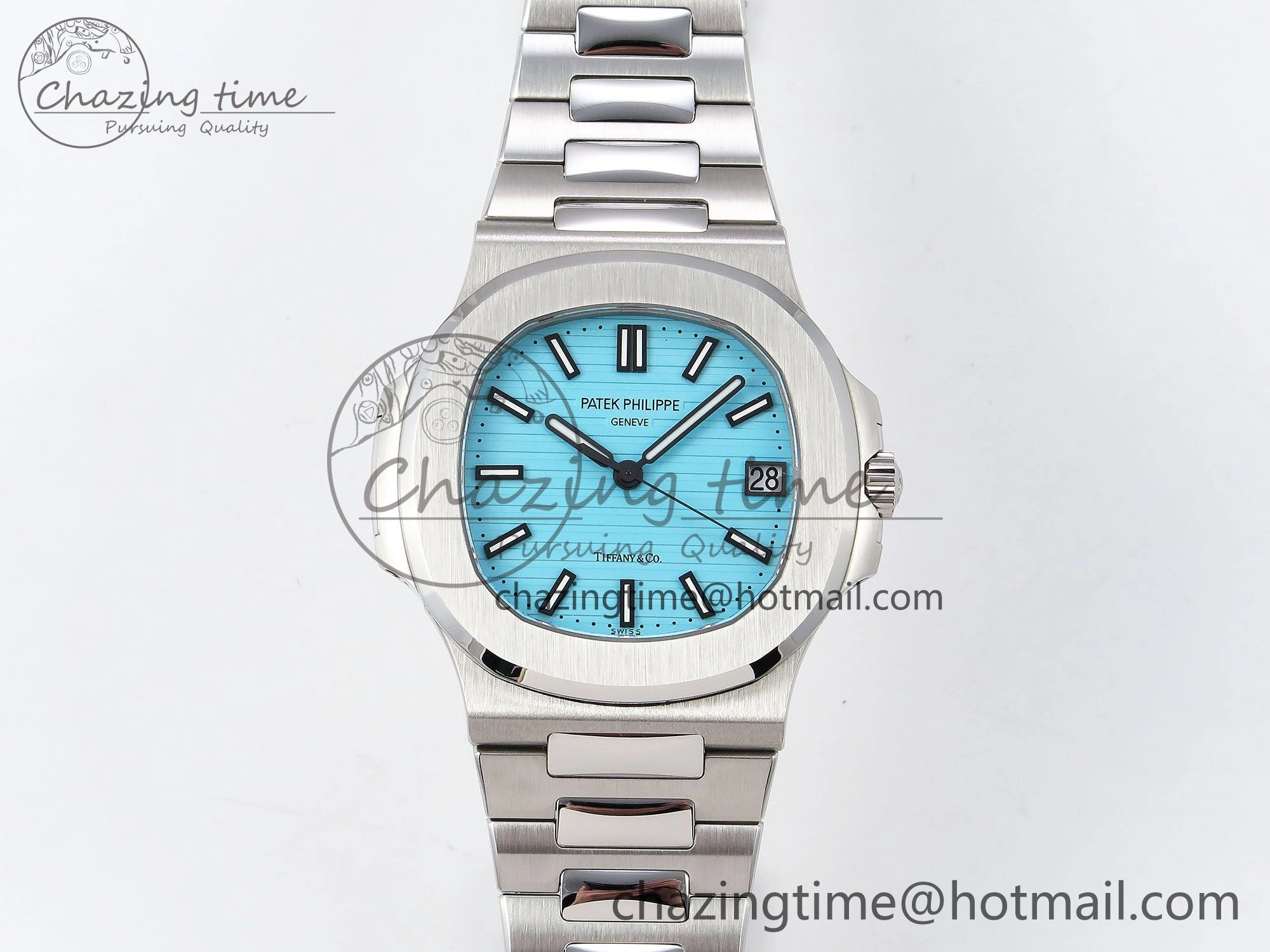 Nautilus 5711 1A-018 PPF 1:1 Best Edition Tiffany Blue Textured Dial on SS Bracelet Super Clone 26-330 V QuickDry 8725