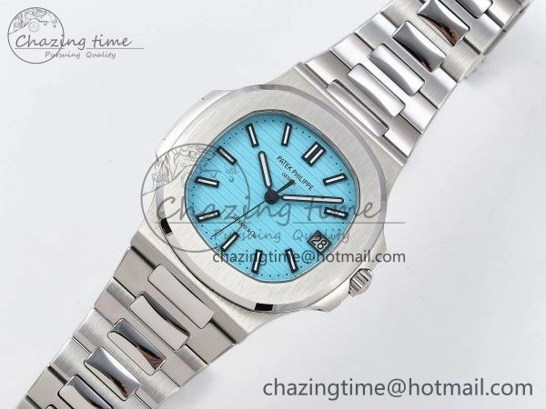 Nautilus 5711 1A-018 PPF 1:1 Best Edition Tiffany Blue Textured Dial on SS Bracelet Super Clone 26-330 V QuickDry 8725