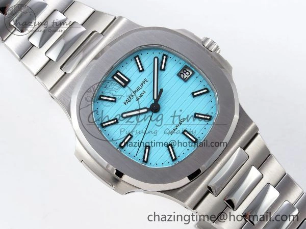 Nautilus 5711 1A-018 PPF 1:1 Best Edition Tiffany Blue Textured Dial on SS Bracelet Super Clone 26-330 V QuickDry 8725