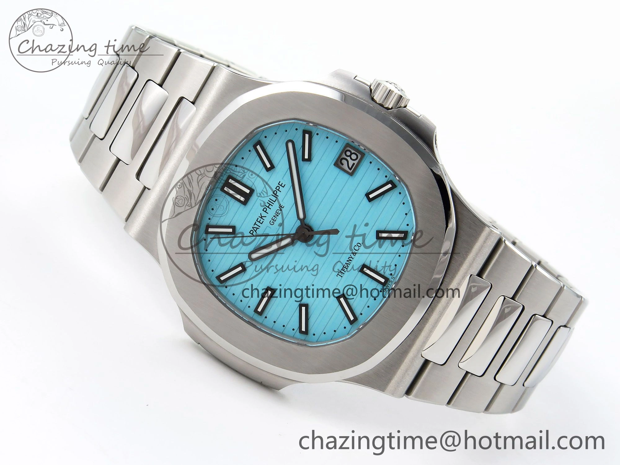 Nautilus 5711 1A-018 PPF 1:1 Best Edition Tiffany Blue Textured Dial on SS Bracelet Super Clone 26-330 V QuickDry 8725