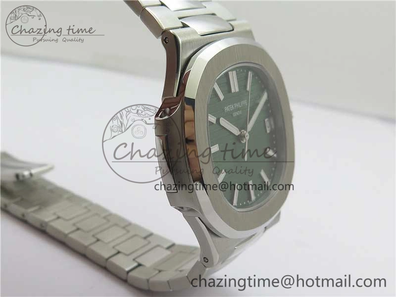 Nautilus 5711 1A 3KF 1:1 Best Edition Green Textured Dial on SS Bracelet A324 Super Clone V EyeCatching 8848