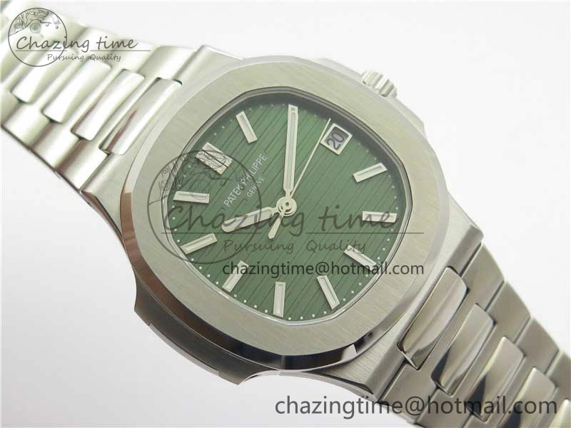 Nautilus 5711 1A 3KF 1:1 Best Edition Green Textured Dial on SS Bracelet A324 Super Clone V EyeCatching 8848