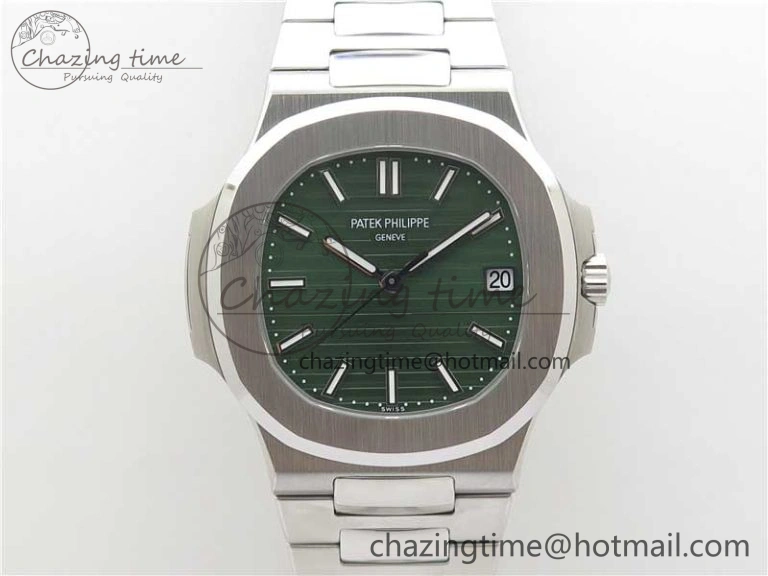 Nautilus 5711 1A 3KF 1:1 Best Edition Green Textured Dial on SS Bracelet A324 Super Clone V EyeCatching 8848