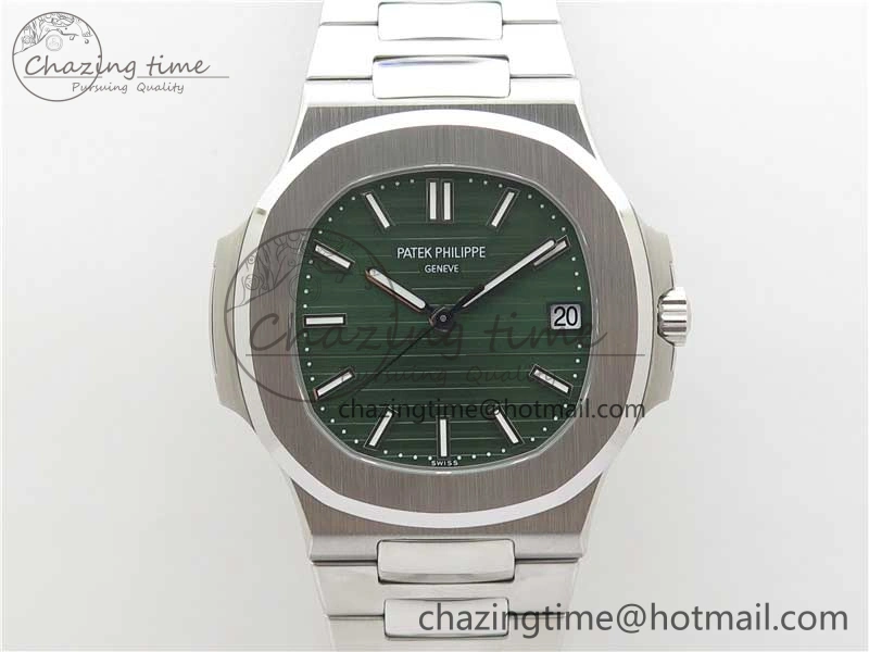 Nautilus 5711 1A 3KF 1:1 Best Edition Green Textured Dial on SS Bracelet A324 Super Clone V EyeCatching 8848
