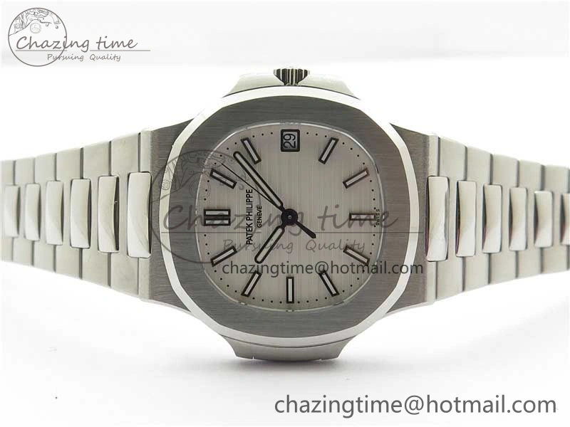 ZipUp Nautilus 5711 1A 3KF 1:1 Best Edition White Textured Dial on SS Bracelet A324 Super Clone V 8882