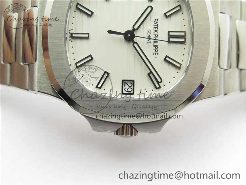ZipUp Nautilus 5711 1A 3KF 1:1 Best Edition White Textured Dial on SS Bracelet A324 Super Clone V 8882