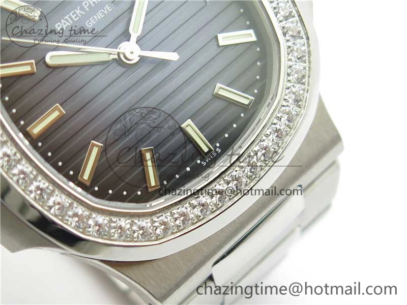 WaterResistant Nautilus 5711 1A PPF 1:1 Best Edition Blue Dial Diamonds Bezel on SS Bracelet 324CS (Free box) V 8918