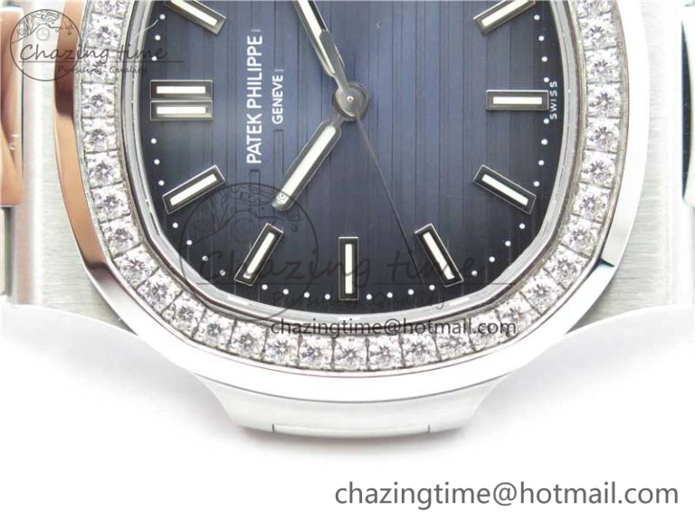 WaterResistant Nautilus 5711 1A PPF 1:1 Best Edition Blue Dial Diamonds Bezel on SS Bracelet 324CS (Free box) V 8918
