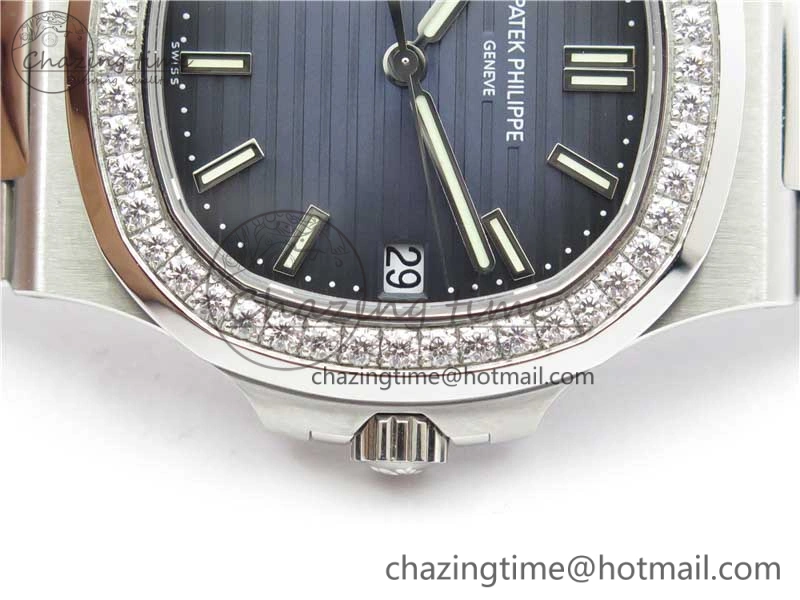 WaterResistant Nautilus 5711 1A PPF 1:1 Best Edition Blue Dial Diamonds Bezel on SS Bracelet 324CS (Free box) V 8918