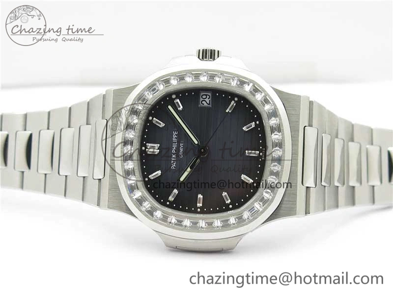 Nautilus 5711 1A PPF 1:1 Best Edition Blue Dial Diamonds Bezel on SS Bracelet 324CS (Free box) V Upgraded 8896
