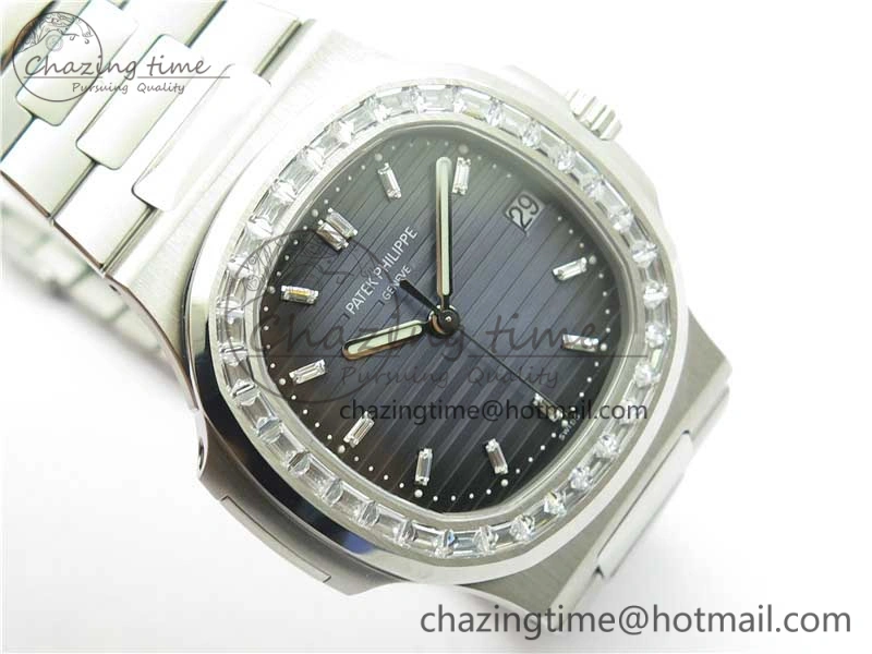 Nautilus 5711 1A PPF 1:1 Best Edition Blue Dial Diamonds Bezel on SS Bracelet 324CS (Free box) V Upgraded 8896