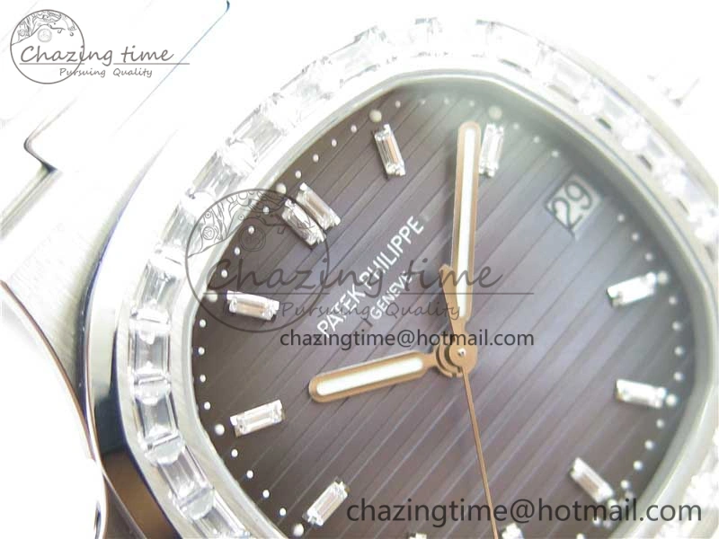 Nautilus 5711 1A PPF 1:1 Best Edition Blue Dial Diamonds Bezel on SS Bracelet 324CS (Free box) V Upgraded 8896
