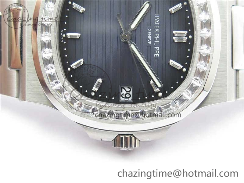 Nautilus 5711 1A PPF 1:1 Best Edition Blue Dial Diamonds Bezel on SS Bracelet 324CS (Free box) V Upgraded 8896