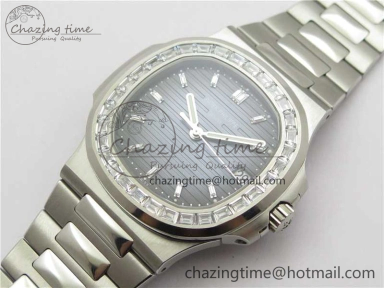 Nautilus 5711 1A PPF 1:1 Best Edition Blue Dial Diamonds Bezel on SS Bracelet 324CS (Free box) V Upgraded 8896