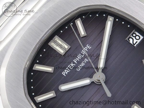 Timeless Nautilus 5711 1A PPF 1:1 Best Edition Blue Gray Textured Dial on SS Bracelet Super Clone 26-330 V 8729