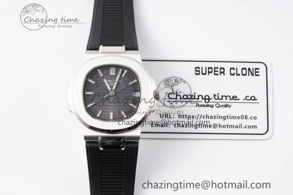 Nautilus 5711 1A PPF 1:1 Best Edition Gray Textured Dial on Black Rubber Strap 324CS V Youthful 8802