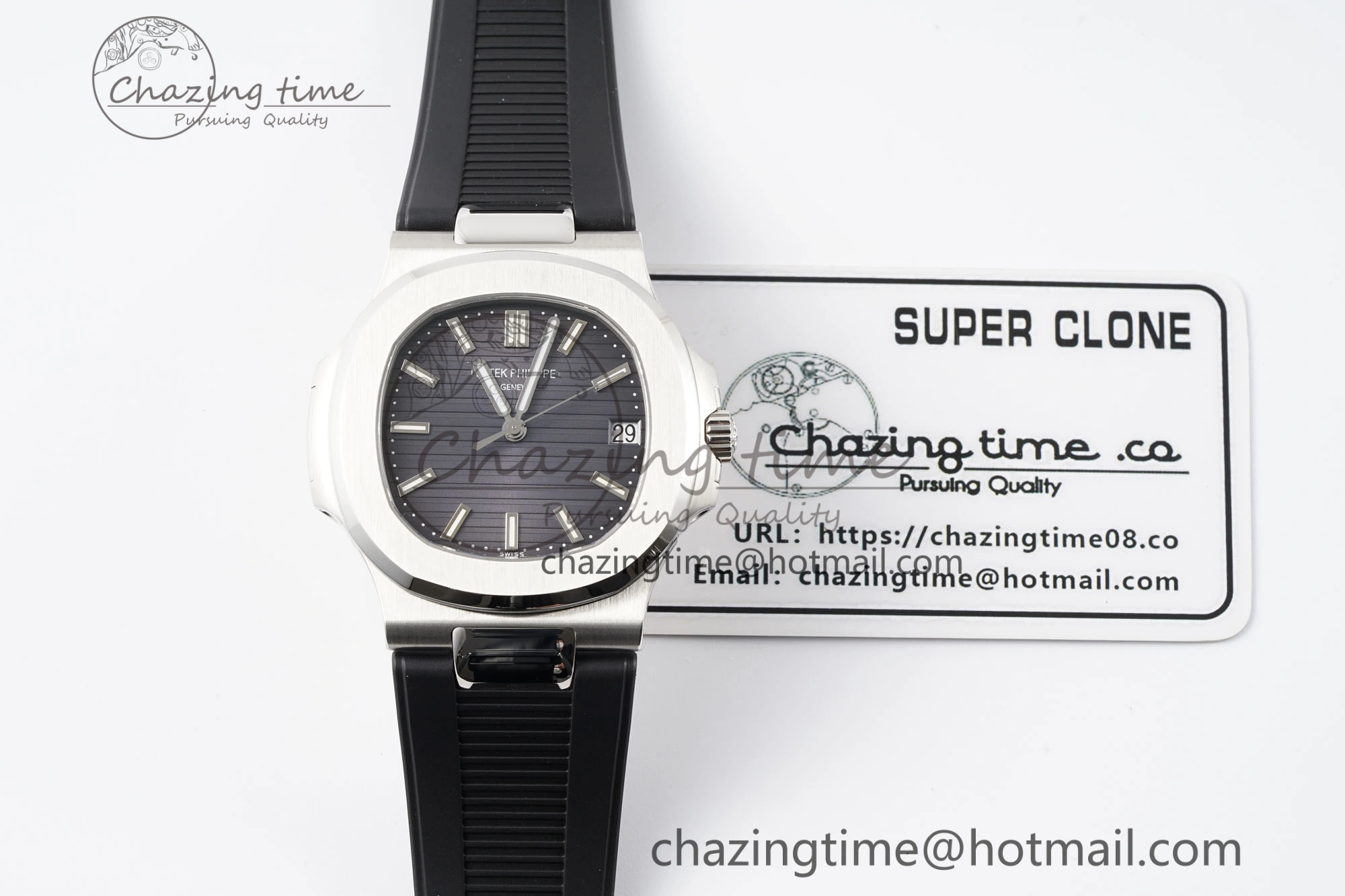 Nautilus 5711 1A PPF 1:1 Best Edition Gray Textured Dial on Black Rubber Strap 324CS V Youthful 8802