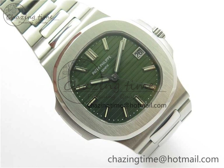 Nautilus 5711 1A PPF 1:1 Best Edition Green Textured Dial on SS Bracelet 324CS V Lightweight 8845