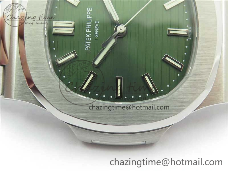 Nautilus 5711 1A PPF 1:1 Best Edition Green Textured Dial on SS Bracelet 324CS V Lightweight 8845
