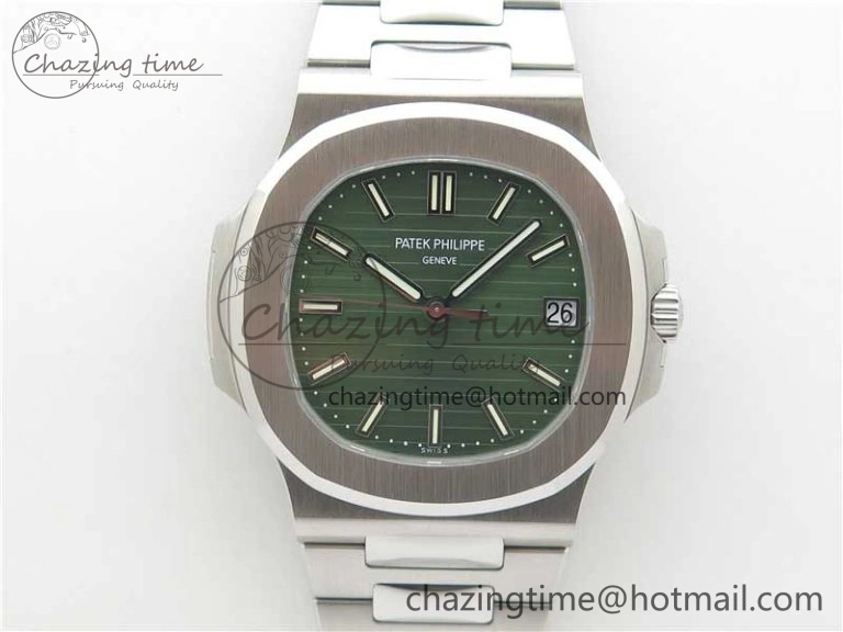 Nautilus 5711 1A PPF 1:1 Best Edition Green Textured Dial on SS Bracelet 324CS V Lightweight 8845