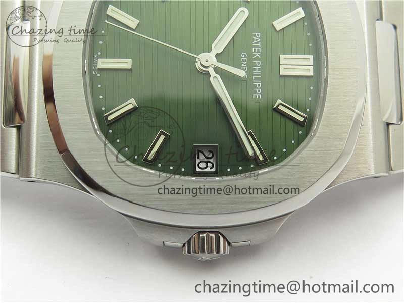 Nautilus 5711 1A PPF 1:1 Best Edition Green Textured Dial on SS Bracelet 324CS V Lightweight 8845