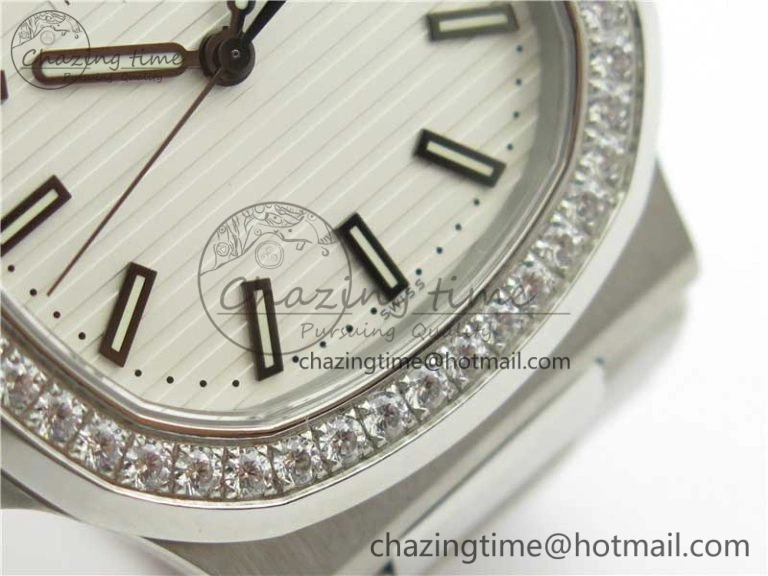 Minimalist Nautilus 5711 1A PPF 1:1 Best Edition White Dial Diamonds Bezel on SS Bracelet 324CS (Free box) V 8919