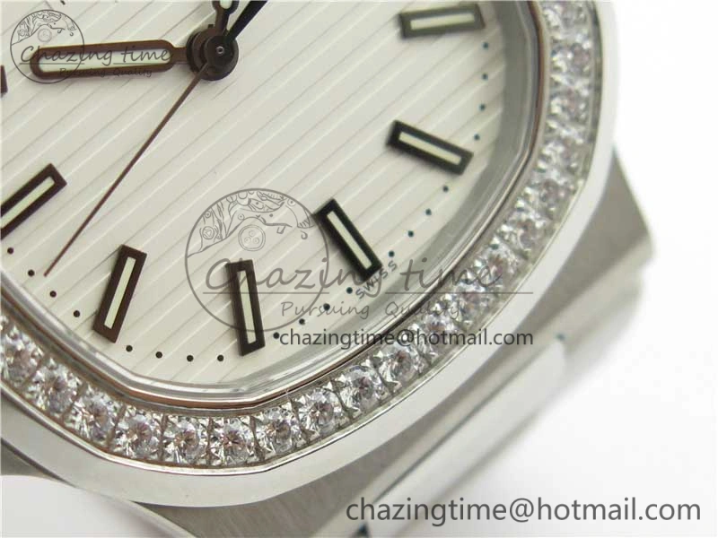 Minimalist Nautilus 5711 1A PPF 1:1 Best Edition White Dial Diamonds Bezel on SS Bracelet 324CS (Free box) V 8919