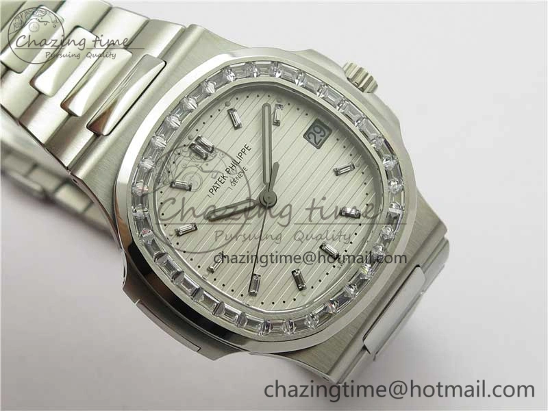 EasyMatch Nautilus 5711 1A PPF 1:1 Best Edition White Dial Diamonds Bezel on SS Bracelet 324CS (Free box) V 8898