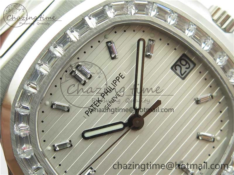 EasyMatch Nautilus 5711 1A PPF 1:1 Best Edition White Dial Diamonds Bezel on SS Bracelet 324CS (Free box) V 8898