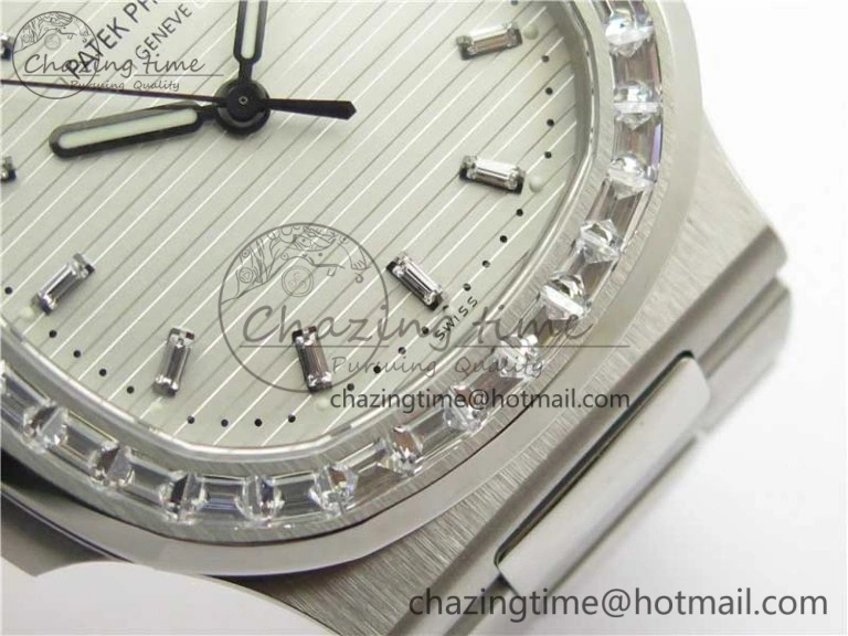 EasyMatch Nautilus 5711 1A PPF 1:1 Best Edition White Dial Diamonds Bezel on SS Bracelet 324CS (Free box) V 8898