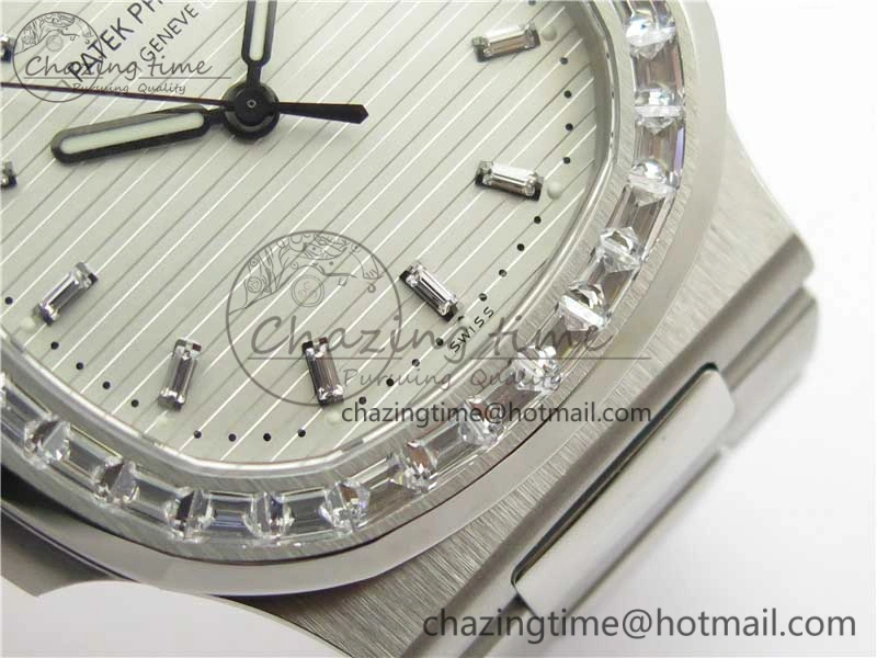 EasyMatch Nautilus 5711 1A PPF 1:1 Best Edition White Dial Diamonds Bezel on SS Bracelet 324CS (Free box) V 8898