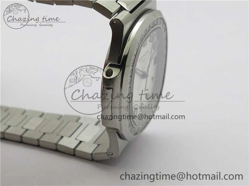 EasyMatch Nautilus 5711 1A PPF 1:1 Best Edition White Dial Diamonds Bezel on SS Bracelet 324CS (Free box) V 8898