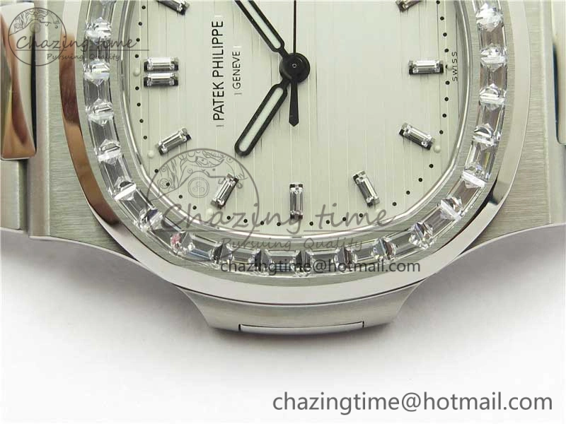 EasyMatch Nautilus 5711 1A PPF 1:1 Best Edition White Dial Diamonds Bezel on SS Bracelet 324CS (Free box) V 8898