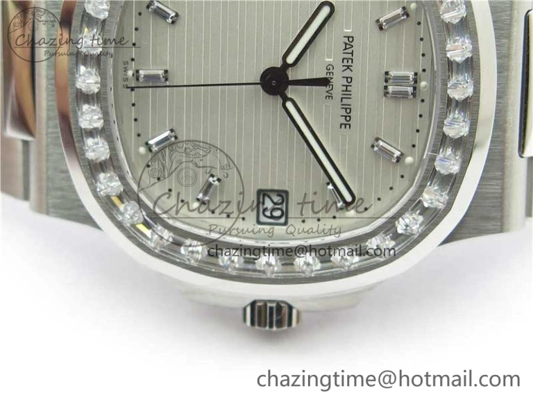 EasyMatch Nautilus 5711 1A PPF 1:1 Best Edition White Dial Diamonds Bezel on SS Bracelet 324CS (Free box) V 8898
