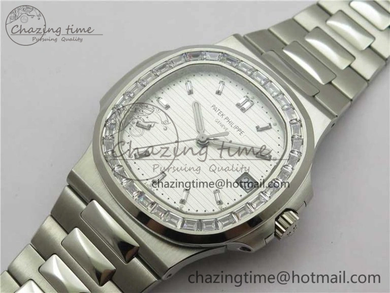 EasyMatch Nautilus 5711 1A PPF 1:1 Best Edition White Dial Diamonds Bezel on SS Bracelet 324CS (Free box) V 8898