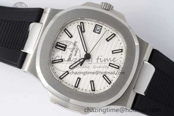 Supportive Nautilus 5711 1A PPF 1:1 Best Edition White Textured Dial on Black Rubber Strap 324CS V 8801
