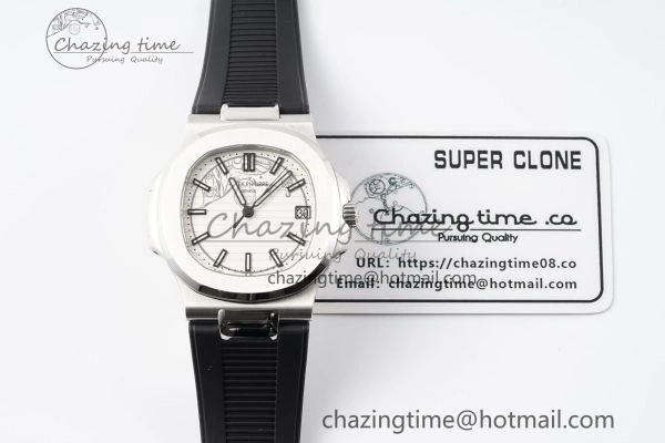 Supportive Nautilus 5711 1A PPF 1:1 Best Edition White Textured Dial on Black Rubber Strap 324CS V 8801