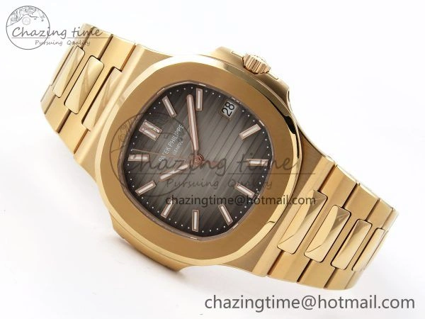 TimelessDesign Nautilus 5711 1R-001 RG PPF 1:1 Best Edition Brown Textured Dial on RG Bracelet Super Clone 26-330 V 8724