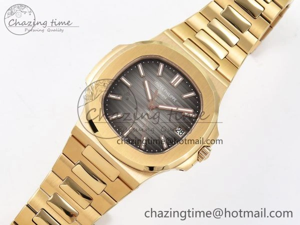 TimelessDesign Nautilus 5711 1R-001 RG PPF 1:1 Best Edition Brown Textured Dial on RG Bracelet Super Clone 26-330 V 8724