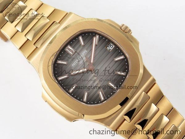 TimelessDesign Nautilus 5711 1R-001 RG PPF 1:1 Best Edition Brown Textured Dial on RG Bracelet Super Clone 26-330 V 8724