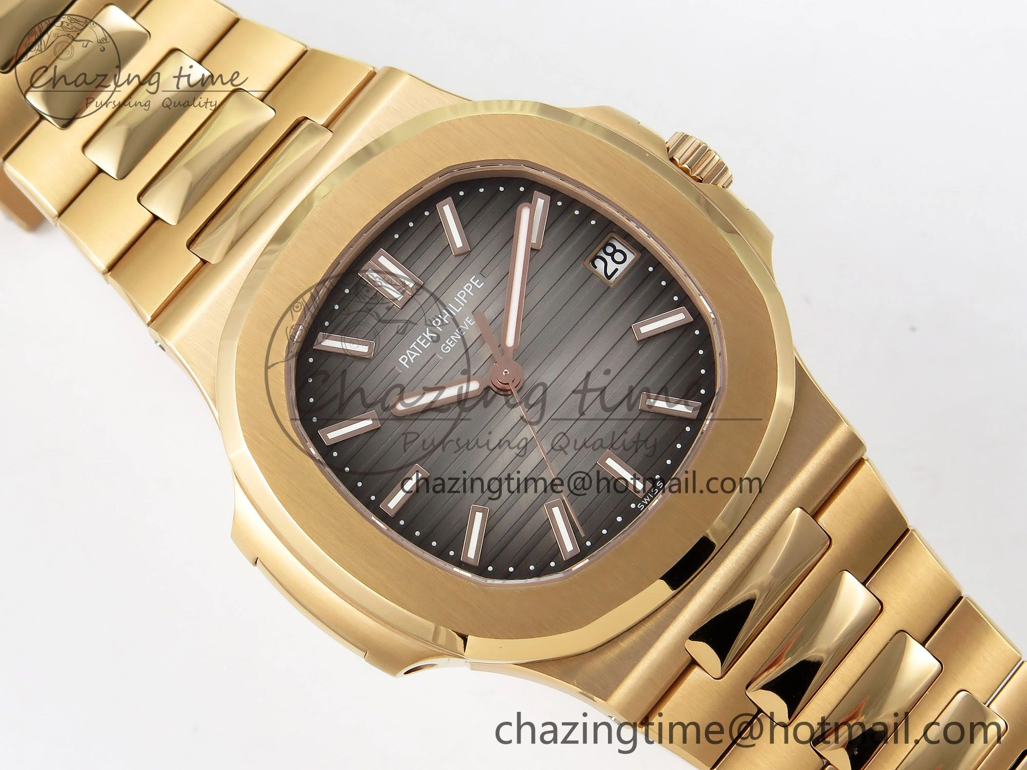 TimelessDesign Nautilus 5711 1R-001 RG PPF 1:1 Best Edition Brown Textured Dial on RG Bracelet Super Clone 26-330 V 8724