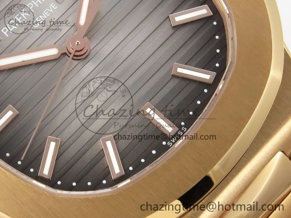 TimelessDesign Nautilus 5711 1R-001 RG PPF 1:1 Best Edition Brown Textured Dial on RG Bracelet Super Clone 26-330 V 8724