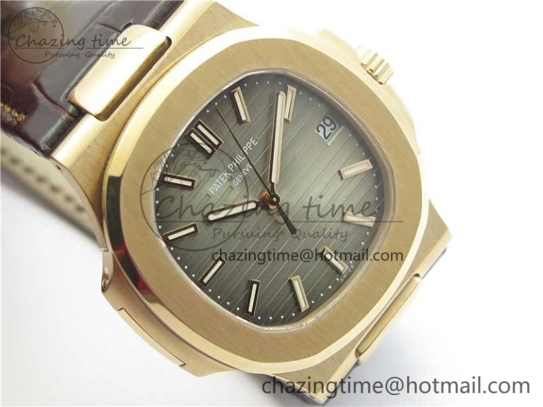 Sporty Nautilus 5711 1R PPF 1-1 Best Edition Gray Textured Dial on Brown Leather Strap 324CS (Free box) V 8933