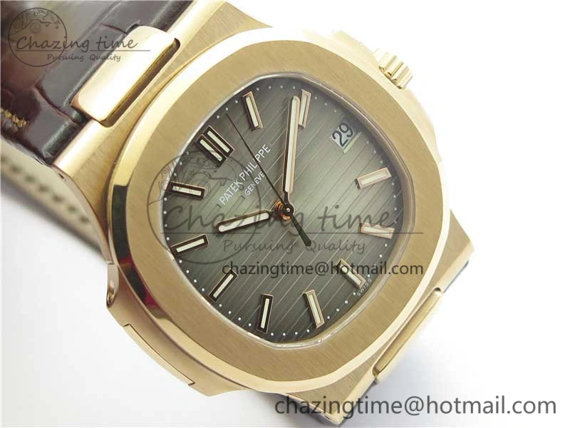 Sporty Nautilus 5711 1R PPF 1-1 Best Edition Gray Textured Dial on Brown Leather Strap 324CS (Free box) V 8933