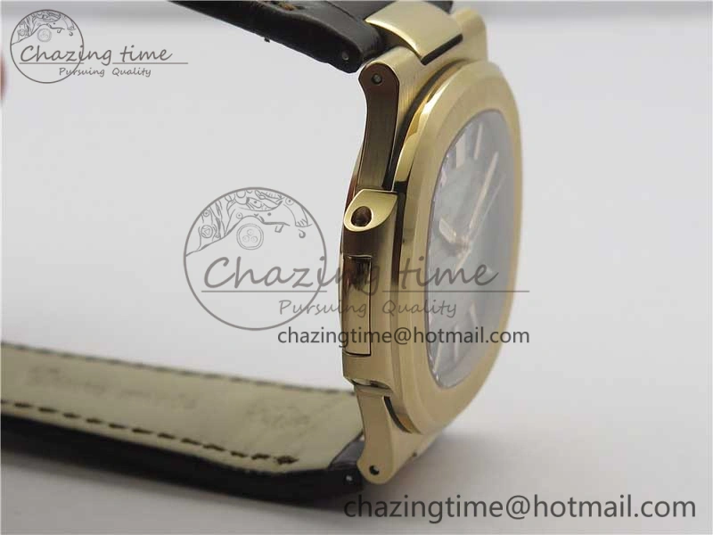 Sporty Nautilus 5711 1R PPF 1-1 Best Edition Gray Textured Dial on Brown Leather Strap 324CS (Free box) V 8933