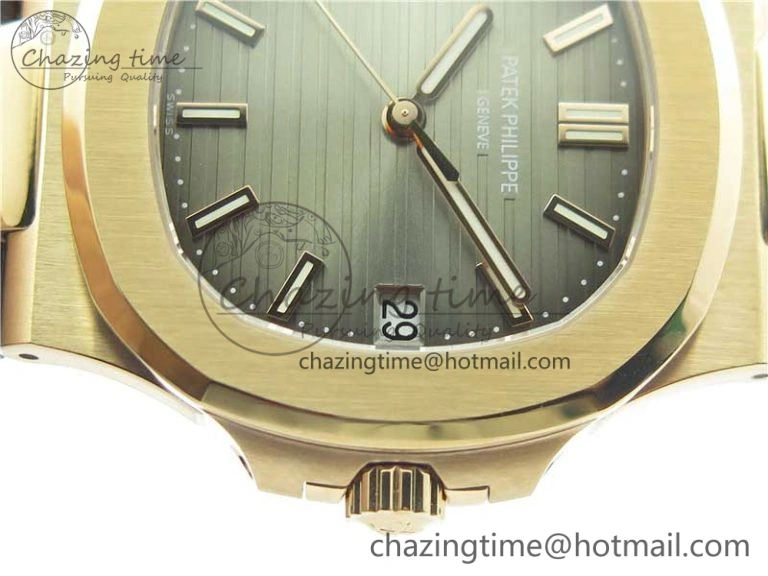 Sporty Nautilus 5711 1R PPF 1-1 Best Edition Gray Textured Dial on Brown Leather Strap 324CS (Free box) V 8933
