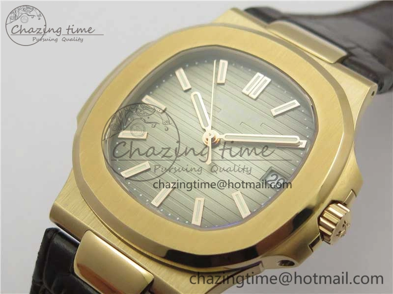 Sporty Nautilus 5711 1R PPF 1-1 Best Edition Gray Textured Dial on Brown Leather Strap 324CS (Free box) V 8933