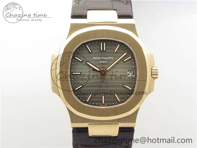 Sporty Nautilus 5711 1R PPF 1-1 Best Edition Gray Textured Dial on Brown Leather Strap 324CS (Free box) V 8933
