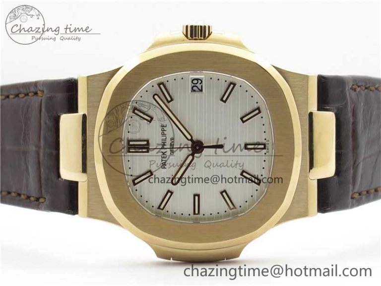 Nautilus 5711 1R PPF 1-1 Best Edition White Textured Dial on Brown Leather Strap 324CS (Free box) V Refined 8932